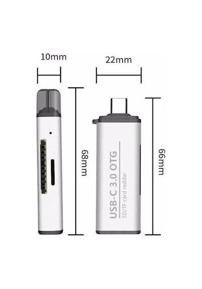 2'si 1 Arada Hafıza Kartı Okuyucu, Usb 3.0 Taşınabilir Mikro Depolama Kart Okuyucu Pc Dizüstü