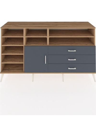 Kronos Konsol 8 Raflı 3 Çekmeceli Tek Kapaklı 176x59x99 Çam-antr Çam-antrasit