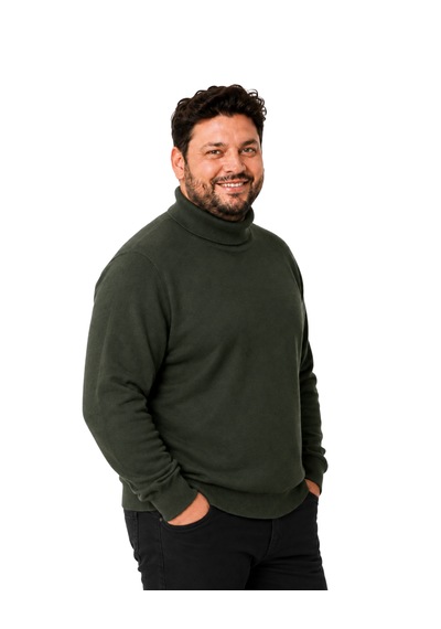 Battalmoda Erkek Büyük Beden Haki Tam Balıkçı Pamuklu Kazak 3xl-4xl-5xl-6xl