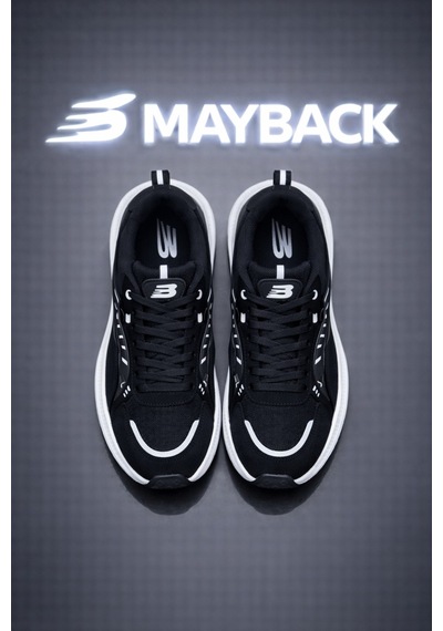 Mayback Erkek Spor Günlük Yazlık Ortopedik Ayakkabı Siyah Beyaz