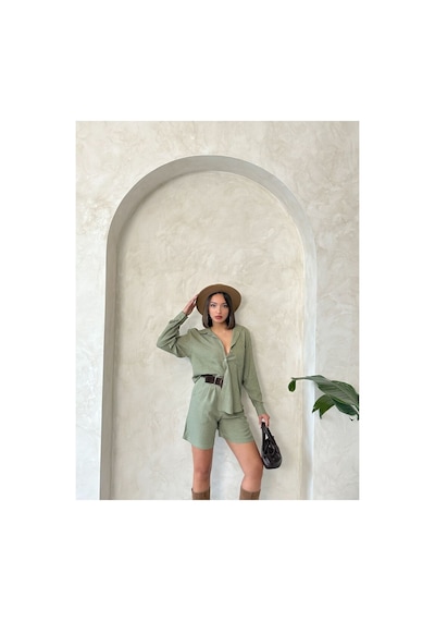 Verymoda Kemerli Şort D2686 Haki