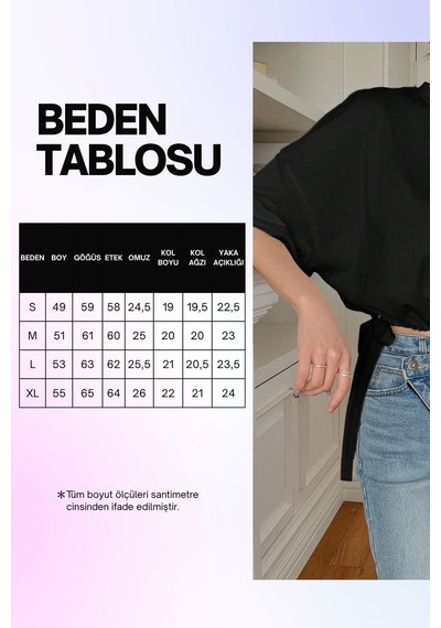 Kadın Oversize Basic Haki Tişört Yan Bağlamalı Rahat Kesim Günlük Yazlık T-shirt Siyah