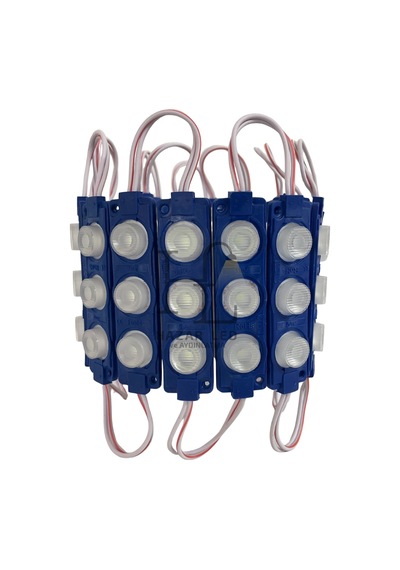 12 Volt 3 Lü Lensli 3 Watt 3030 Reklamcı Modül Led Turkuaz 10 Adet