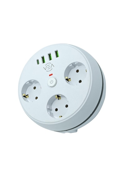Vea Ve-26583 3'lü 1.5 Metre Kablolu 3 Usb / Type-c Girişli Akım Korumalı Grup Priz 1.2 M