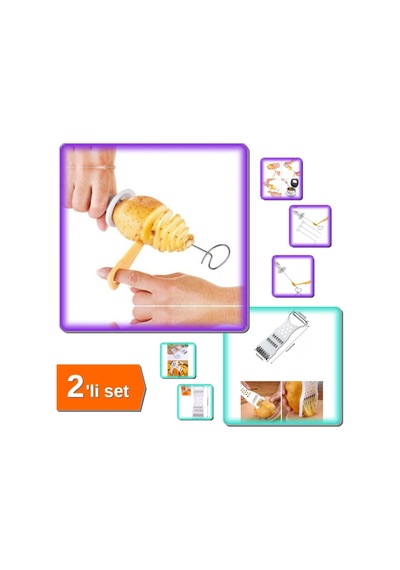 Spiral Patates Dilimleyici Çubukta Patates Cips Yapma + 5 Fonksiyonlu Rende Soyacak - 2li Set K8p2h4 Diğer