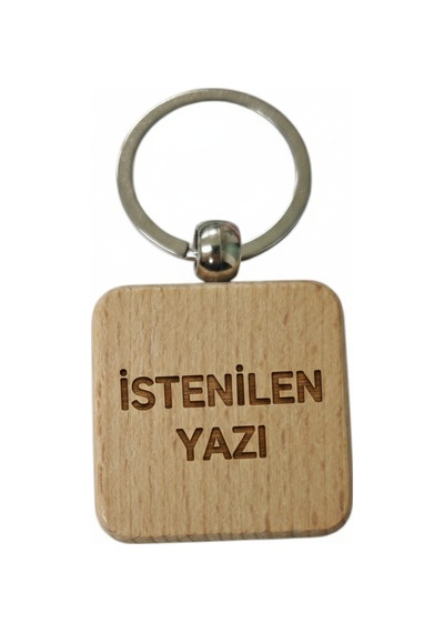Kişiye Özel Kare Ahşap Anahtarlık İstenilen Yazı Lazer Gravür Anahtarlık Özel Tasarım Kişisel Hediye