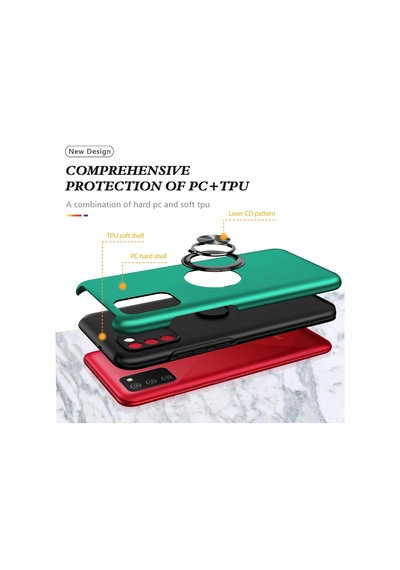 Ilkeshop Newface Samsung Galaxy Uyumlu A02s Kılıf Elit Yüzüklü Kapak - Yeşil