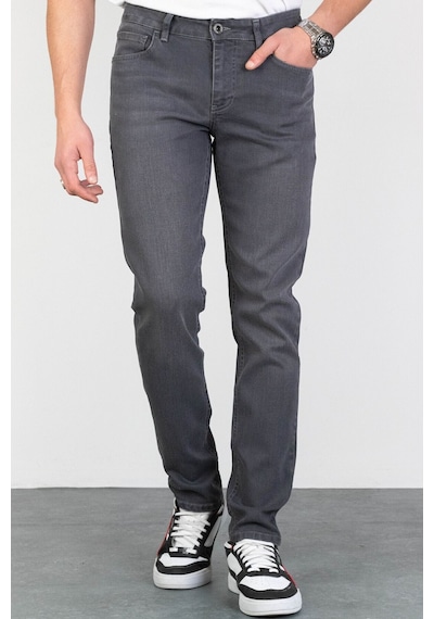 Erkek Koyu-Gri Slim Fit Dar Kesim Esnek Likralı Denim Jeans Kot P (492074509)