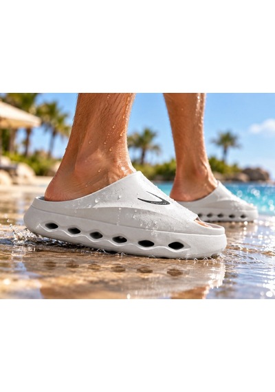 Look Life Konforlu Ergonomik Delikli Unisex Günlük Terlik Gri
