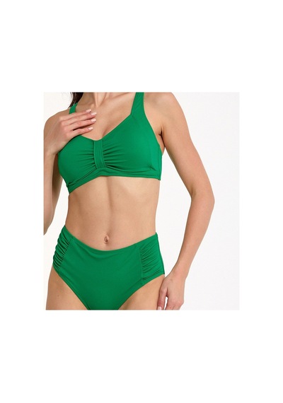 Argento Kadın Yeşil Düz Renk Yüksek Bel İnce Kaplı Yüksek Bel Bikini Takımı Yeşil