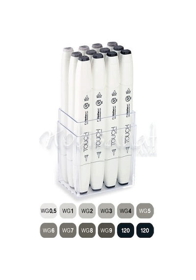 Touch Twin Brush Marker Kalem 12Li Set Sıcak Griler