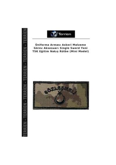 Terrien Üniforma Arması Askeri Malzeme Görev Aksesuarı Single Sword Yeni Tsk Eğitim Nakış Rütbe Mini Model Çok Renkli