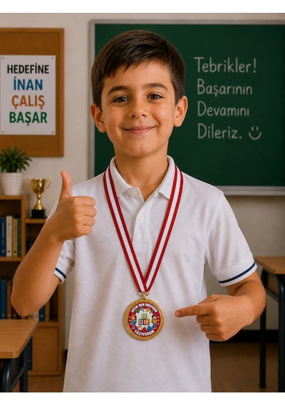 Artık Ben Okuyorum Yazıyorum Madalyası - Dijital Baskılı 1. Kalite Madalya Altın