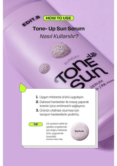 Edıtb Makyaj Bazı Olarak Da Kullanılabilen Nemlendirici Aydınlatıcı Etkili Edıt.b Tone-up Sun Serum Spf50