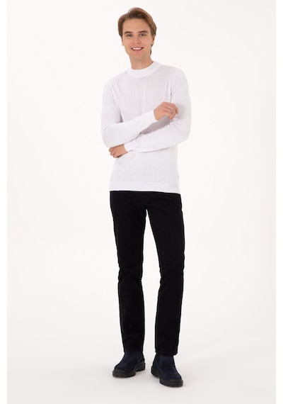 U.S. Polo Assn. Erkek Slim Fit Bisiklet Yaka Beyaz Basic Kazak 50307823-VR013