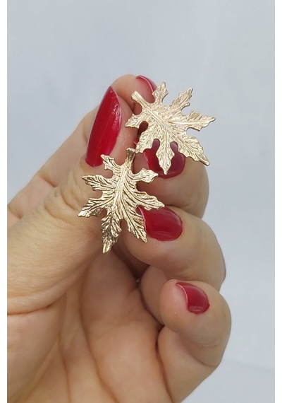 925 Ayar Rose Meşe Yaprağı Gümüş Küpe
