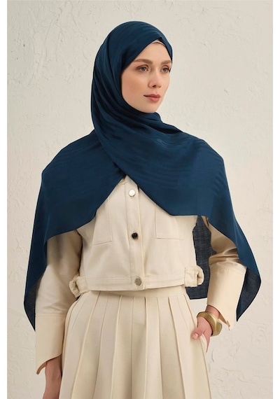 Armine Lyocell Viscon Stripes Desenli Şal 2 Petrol