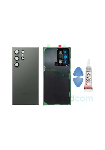 Samsung S23 Ultra Yeşil Uyumlu Kamera Camlı Arka Cam Batarya Pil Kapağı Telefon Arka Kapak