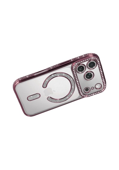 Apple İphone 17 Pro Joke Simli Magneticsafe Kılıf - Pembe