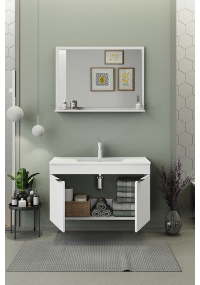 Biani Fix Arya 100 Cm Banyo Dolabı,Seramik Lavabolu, Aynalı,Lavabo Dahil,Mdf,Mat Beyaz Biani Fix Arya 100 Cm Banyo Dolabı,Seramik Lavabolu, Aynalı,Lavabo Dahil,Mdf,Mat Beyaz
