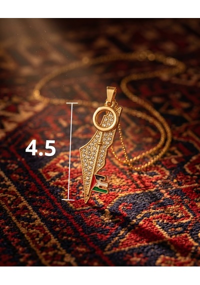 Filistin Haritası Geri Dönüş Anahtar İle Paslanmaz Gold Kaplamalı Zinciri Unisex Kolye J300034
