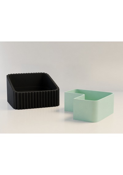3d Baskı Fıstık Kasesi - Çift Hazneli Kabuk Ayırıcı Sunum Kasesi - Siyah Mint Diğer