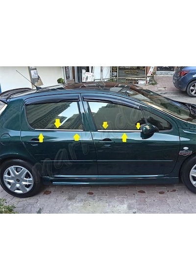 Peugeot 307 Krom Cam Çıtası 2001-2008 4 Parça Paslanmaz Çelik