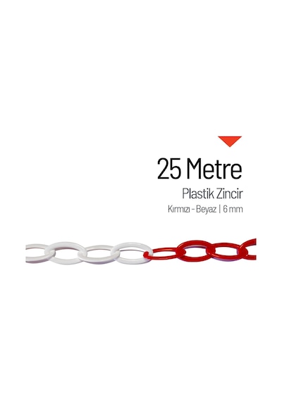 Plastik Zincir 6mm Kırmızı-beyaz 25 M-3397