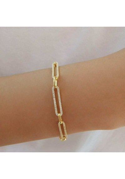 Bakla Gümüş Bileklik Zirkon Taşlı Gold (528167290)