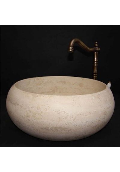 Traverten Bombeli Dizayn Lavabo