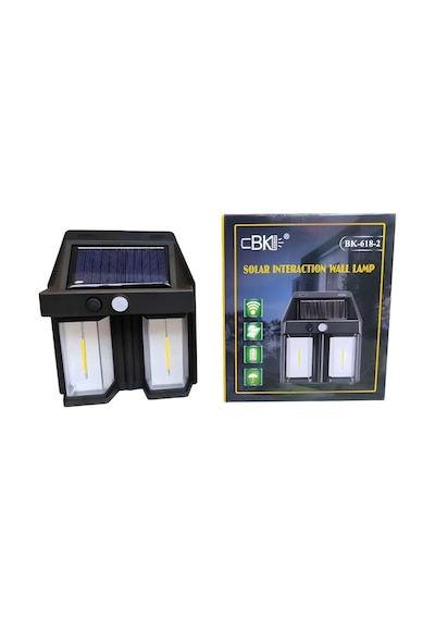 Rustik Ampul İkili Solar Duvar Aplik Güneş Enerjili Hareket Sensörlü Renkli