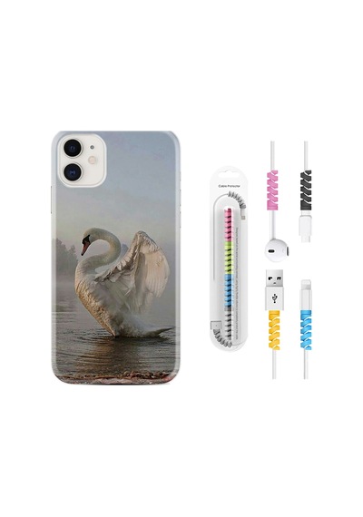Apple Uyumlu iPhone 13 Mini Kılıf Kablo Koruyuculu Swan 1343