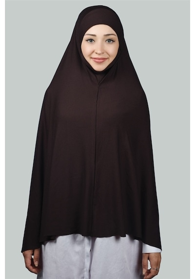Altobeh Hazır Türban Peçeli Pratik Eşarp Tesettür Nikaplı Hijab - Namaz Örtüsü Sufle (5XL) - Koyu Kahverengi