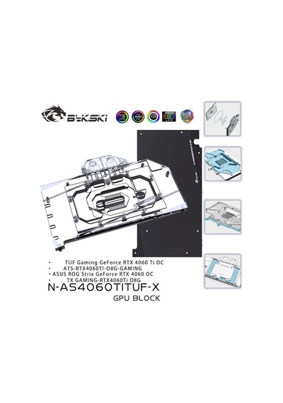Bykski Rtx 4060 Ti Asus Tuf Full Cover Gpu Water Block Argb Custom Water Cooling Block