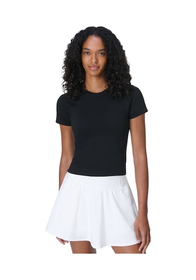 Sweaty Betty Sweaty Betty Athlete Crop Seamless Workout Kadın Siyah Tişört Blk SIYAH
