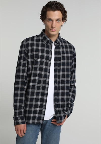 Colin's Colins Regular Fit Shirt Neck Ekoseli Erkek Lacivert Uzun Kol Gömlek Cl1083453 Q1.v1 Nav