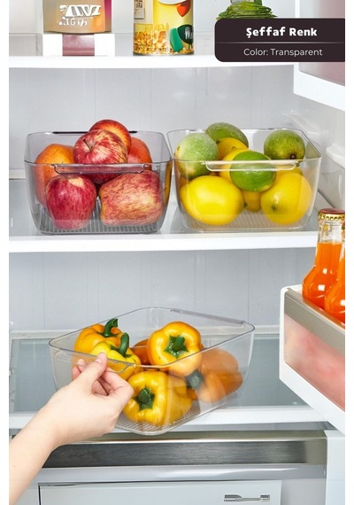 Freez Düzenleyici 2.4 Lt - Şeffaf Buzdolabı Organizer Kutusu Renkli