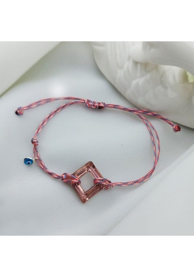 Vaoov Pembe Swarovski Taşlı Nazar Bileklik