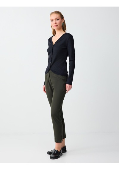 Jimmy Key Jimmy Key Haki Yüksek Bel Normal Paça Örme Pantolon 6sw186515312