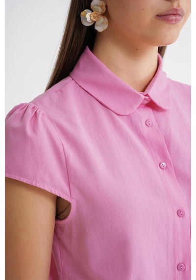 Mixray 4698 Kadın Ay Kol Fit Pensli Gömlek Pembe