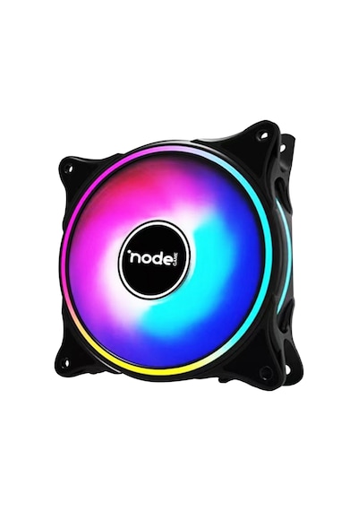 Node Game 120mm Gökkuşağı Rbw Led Fan - Performans Seri Sessiz Kasa Egzoz Fanı Siyah
