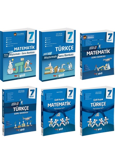 Gizli 2025 7. Sınıf Matematik + Türkçe Alıştırmalı + Usta İşi Soru + Gizli Kuşak Seti 6 Kitap Güncel Müfredat