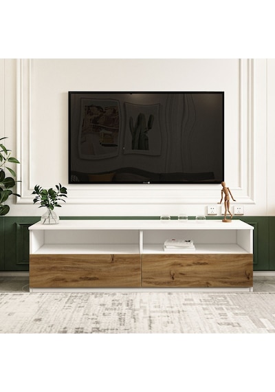 Centra Kapaklı Tv Sehpası,tv Ünitesi İstanbul Ceviz, Ev-ofis - Beyaz/kilim Beyaz/kilim