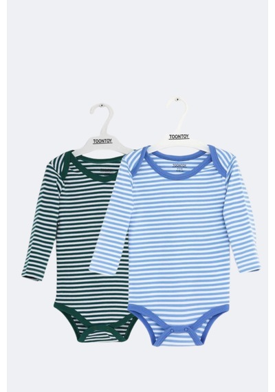 Toontoy Kids Toontoy Unisex Çizgili 2 Li Zıbın Beyaz