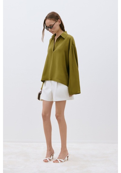 Suud Collection Ekru Mia Pileli Şort