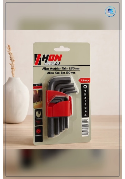 Alyan Anahtar Takımı Siyah Kısa Düz 120 Mm 9 Parça Allen Krom Van