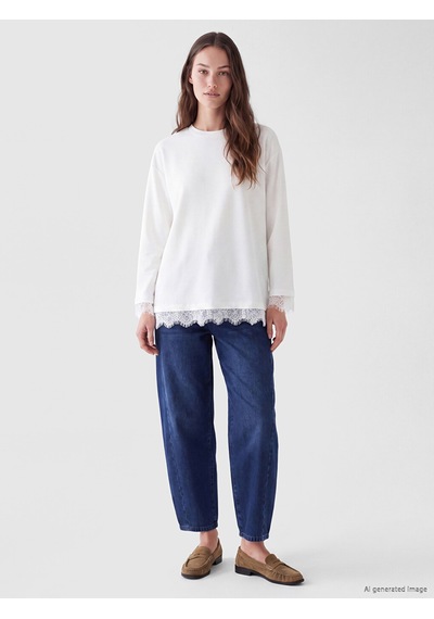 Lcw Modest Beyaz Soft Touch Kadın Sweatshirt Tunik