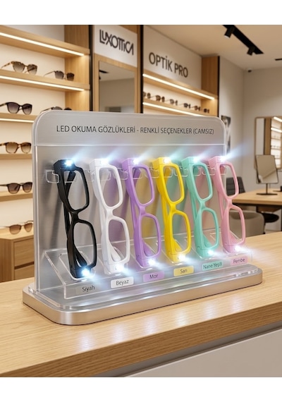 Led Işıklı Camsız Kitap Okuma Gözlüğü Pratik Kitap Lambası, Gece Okuma Işığı, Okuma Gözlüğü Su Yeşili