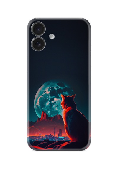 Apple iPhone Uyumlu Apple iPhone Uyumlu 16 Kılıf Boutique Baskılı Resimli Dalgın Kedi Pcode -074