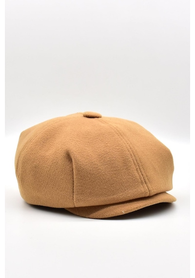 Külah Erkek Dökümlü Kışlık Newsie Kasket Premium Irish Flat Cap Şapka - Camel